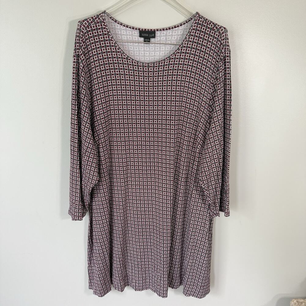 J. Jill Swing Top Womens 2X Printed Tunic Scoop Neck Pullover Stretch 3/4 Sleeve